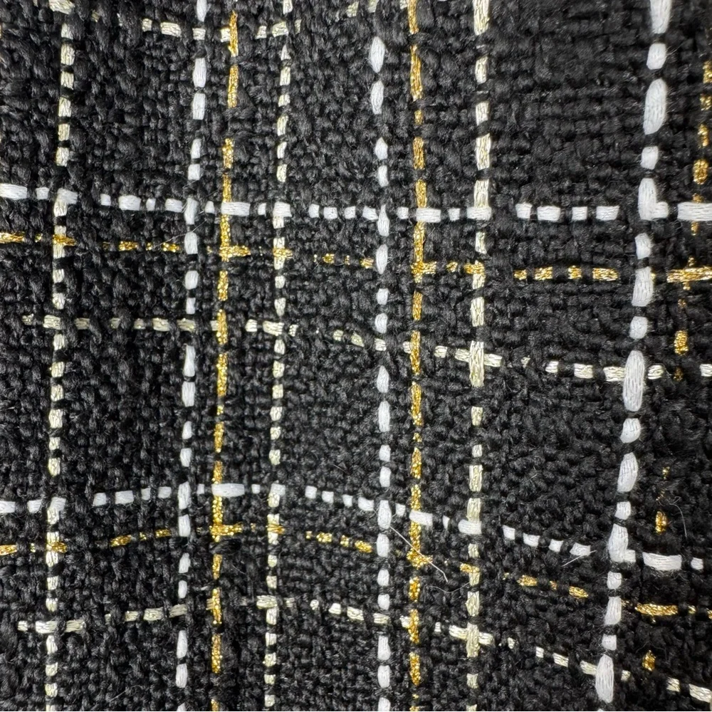 Chic‎ Black and White Checkered Mini Skirt with Gold Accents